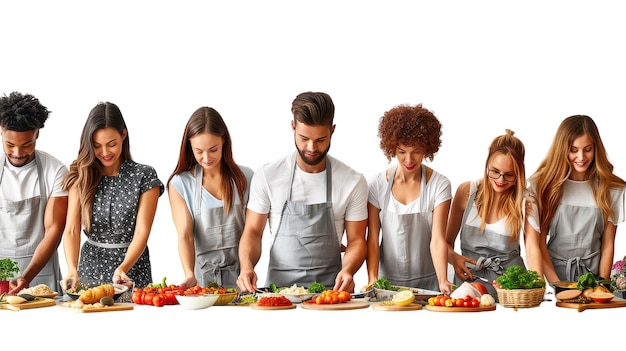 Uśmiechnięci ludzie na warsztatach kulinarnych